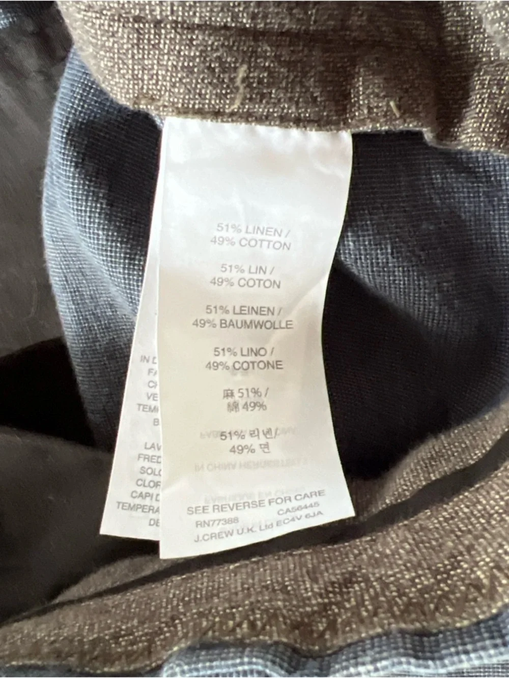 J Crew Chino Pants Men’s 36x32 Slim Bowery Blue Gray Linen Blend